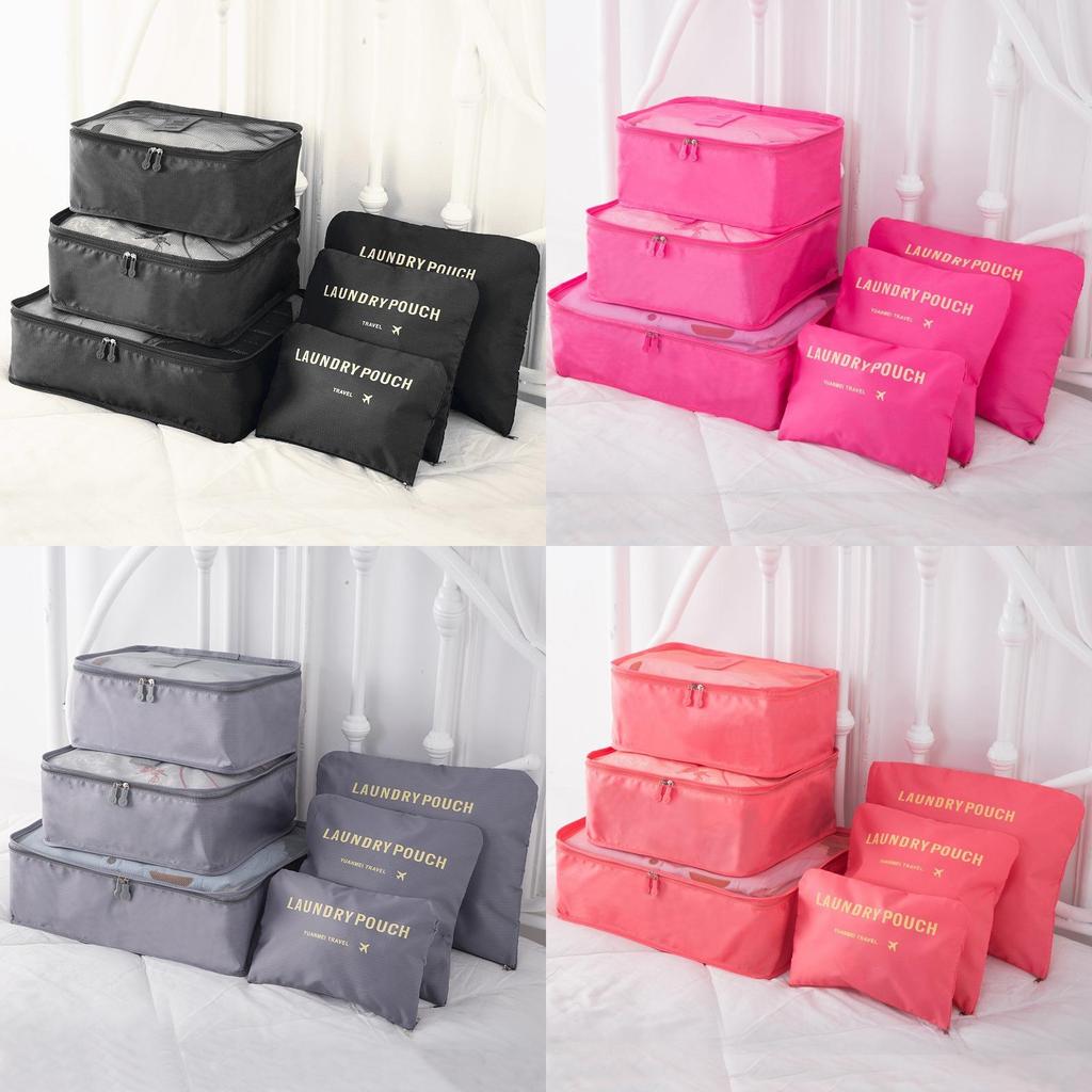Travel Storage Bags Sixpiece Cubic Set With Multipurpose Compartments For Suitcase Organization