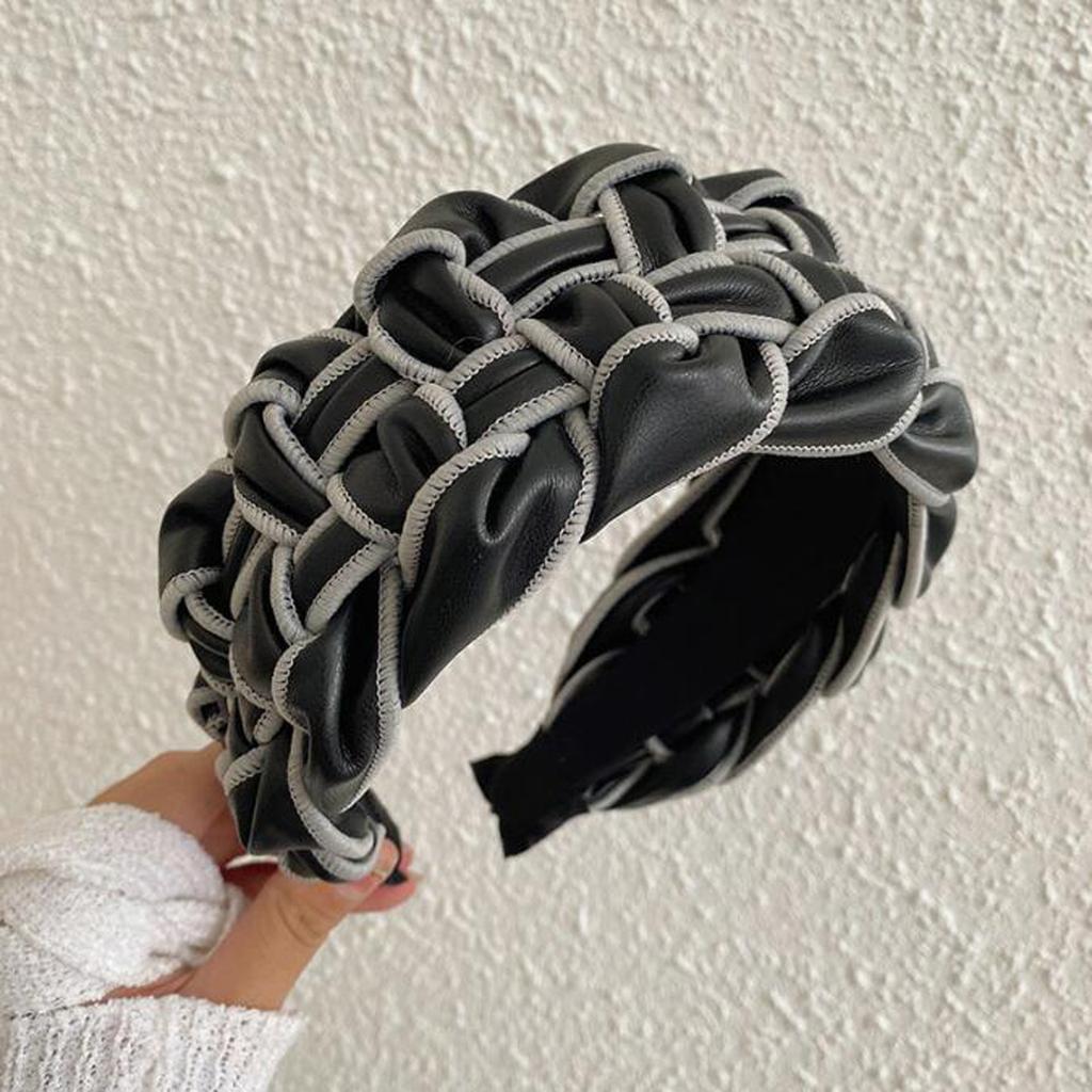 PROLY New Fashion Over Size Wide Side Hairband Handmade Braided Headband Vintage Turban Autumn Hair Accessories
