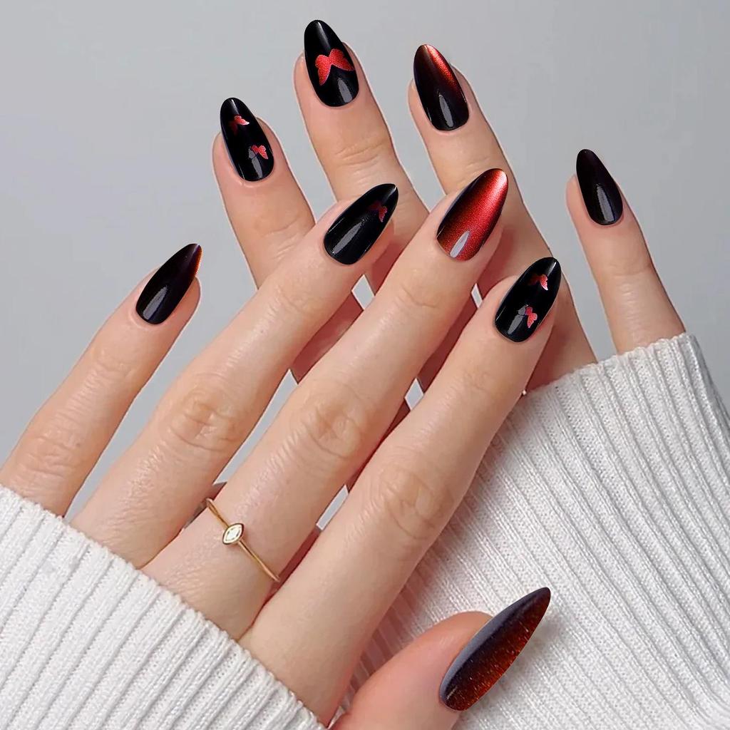 Cat Eye Wearable False Nails - Simple Whitening, Removable, High-End Nail Patches