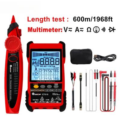 TOOLTOP Network Cable Tester Multimeter Lan Cable Tracking POE Test 400M/600M Length Measure Sensitivity Adjustable Line Tracker
