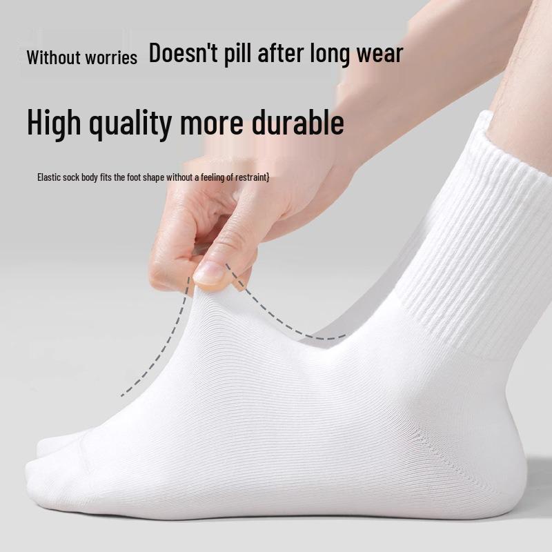 Disposable Mid-Calf Cotton Socks for Men and Women - Breathable, Sweat-Absorbent, Odor-Resistant for Travel and Daily Use.