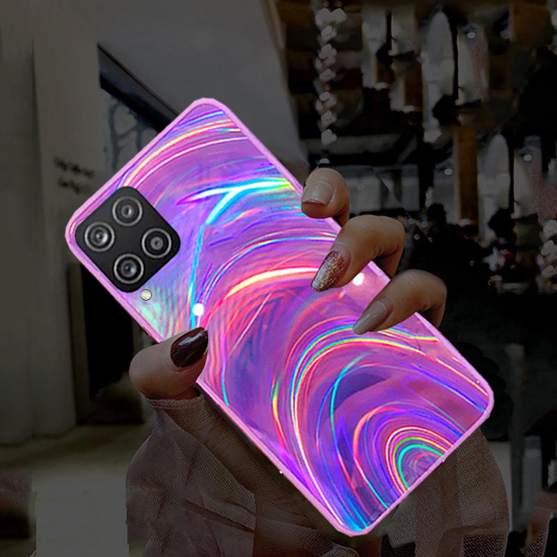 For Samsung M32 Case Luxury Bling Rainbow Mirror Soft Back TPU Cover For Samsung Galaxy M32 4G 5G Glitter Phone Case for Samsung M 32 Shockproof Cases