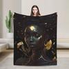 Beautiful Vantablack African Art Black And Gold Blanket  Flannel Vintage Warm Throw Blankets for Bedding Lounge Summer,