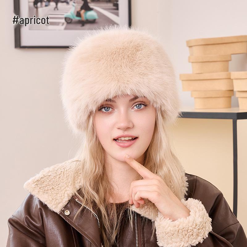 Dámská zimní vlněná čepice: Husté, Větruodolné, Teplé, s Imitací Liščí Kožešiny, Módní Všestranné Náušníky, Mongolský Styl.