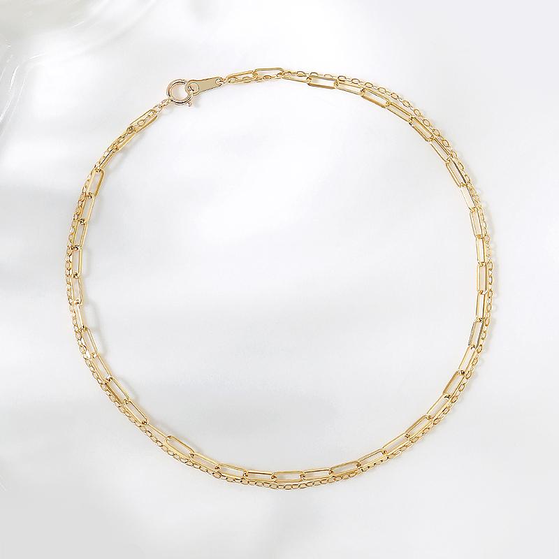 Mcel 14K Glossy Two-Line Clip Chain Anklet