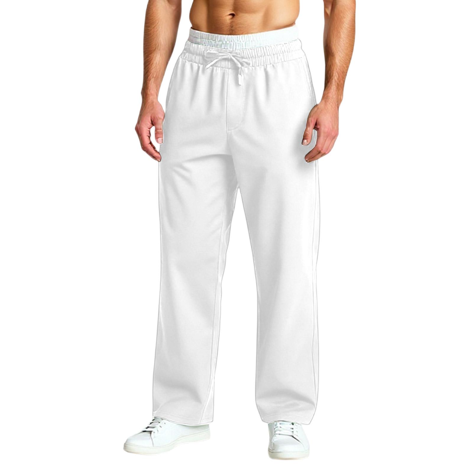 

Men S Sports Pants Running Pants Outdoor Pocket Work Pants Casual Pants XL білий