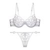 New French sexy underwear women's big breasts show small gathering bra ultra-thin breathable mesh embroidered bra