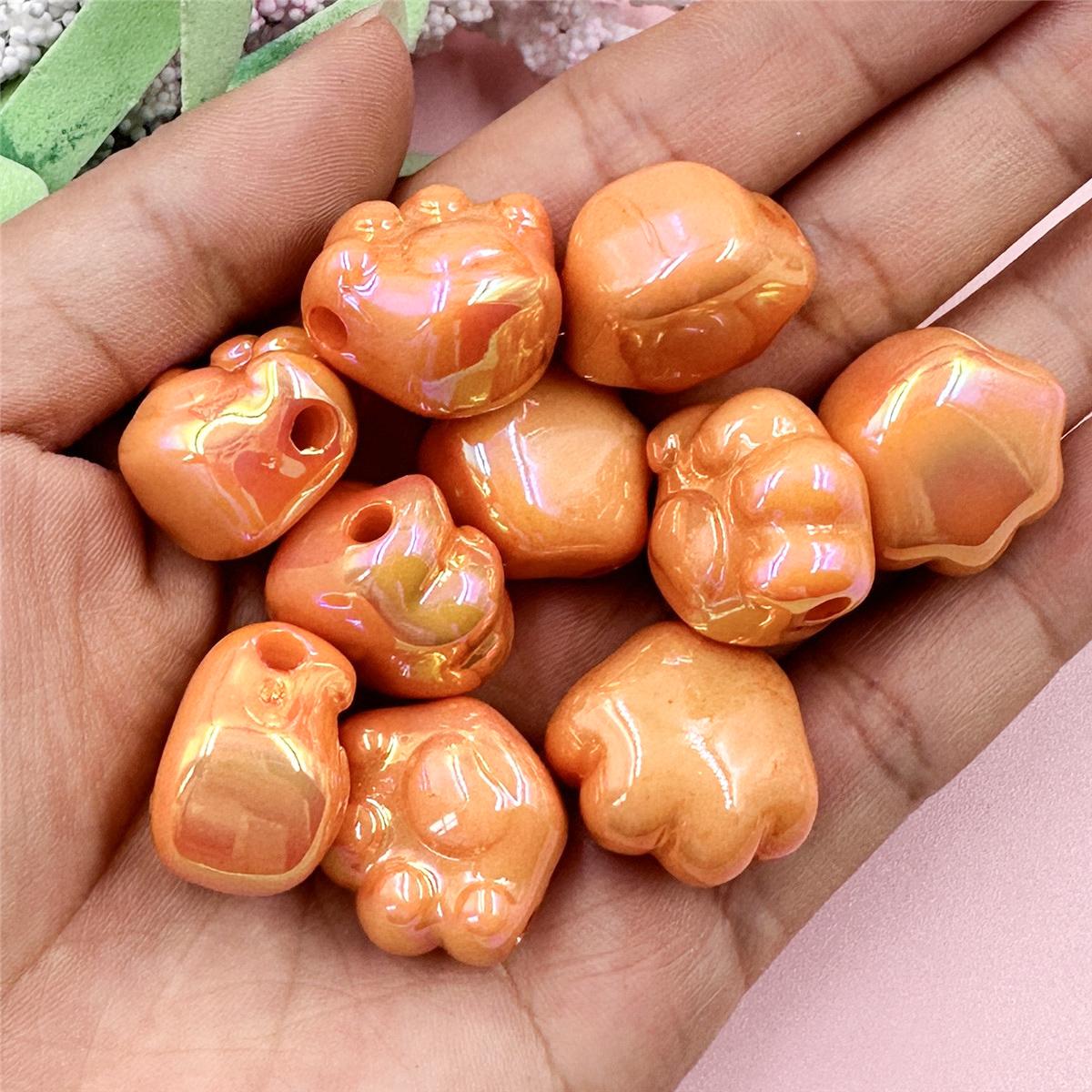 

DIY серьги ожерелье браслет 18,6*21 мм подвески медвежьи лапы бусины мультфильм акриловые модные 10 шт./компл. аксессуары для подвесок оранжевый