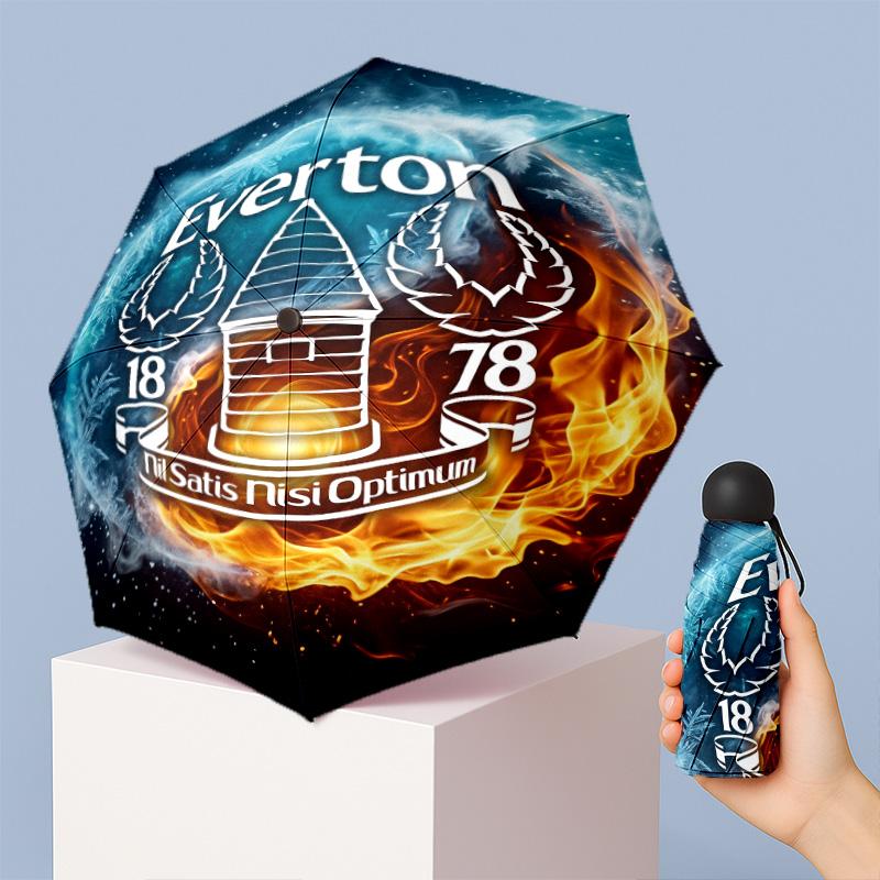 Everton Football Pattern Printed Mini 5 Folds 8 Ribs Compact Umbrella Windproof Waterproof Lightweight Portable Folding