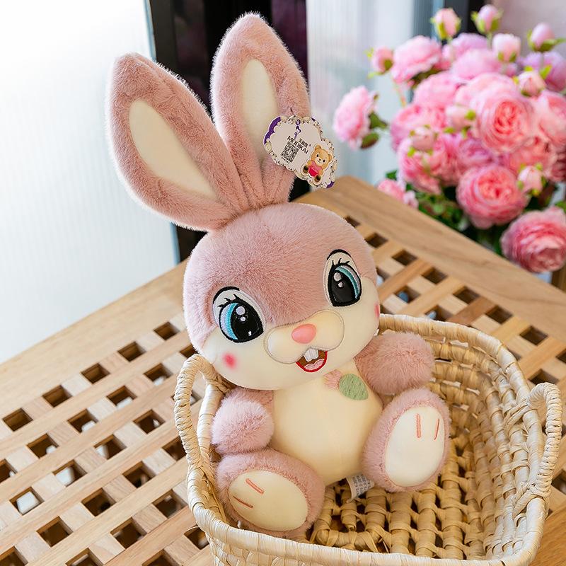 Long Ears Sweet Rabbit Plush Toys Grinning Rabbit Pillow Office Companion Doll Home Decoration
