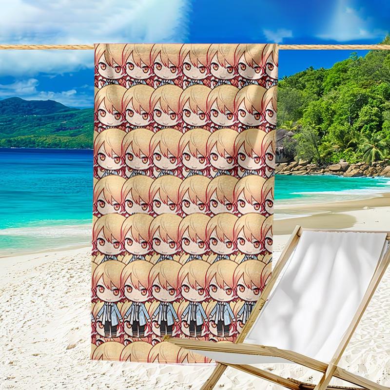 proof beach towel with a Tenma Tsukasa1 pattern - soft,absorbent,quick-drying,machine washable - perfect for swimming,camping,bathing