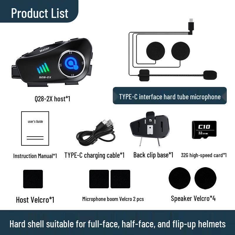 Q282X Motorcycle Bluetooth Helmet with 1080P HD Camera and Intercom System