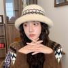 Warm Basin Hat  Sweet and Versatile Roll Brimmed Hat for Women Autumn and Winter Fashionable and Casual Face Showing Small Woolen Hat
