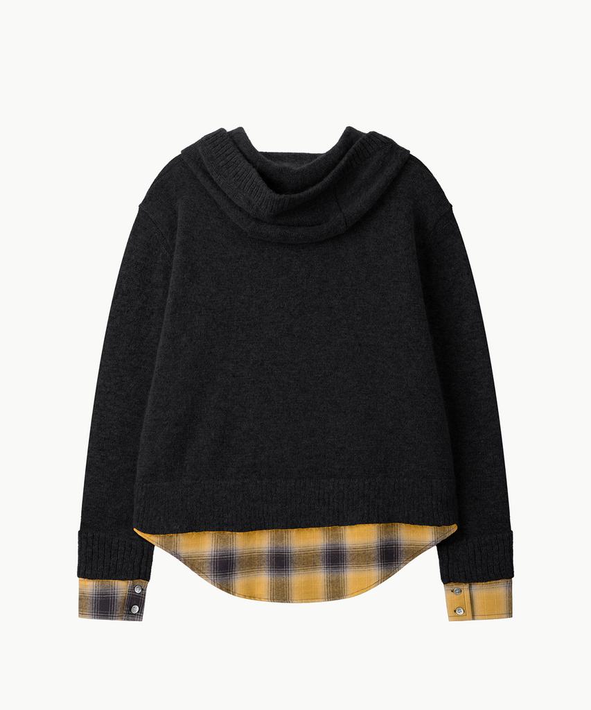 Leondi Blended Layer Hoodie Knit - Black