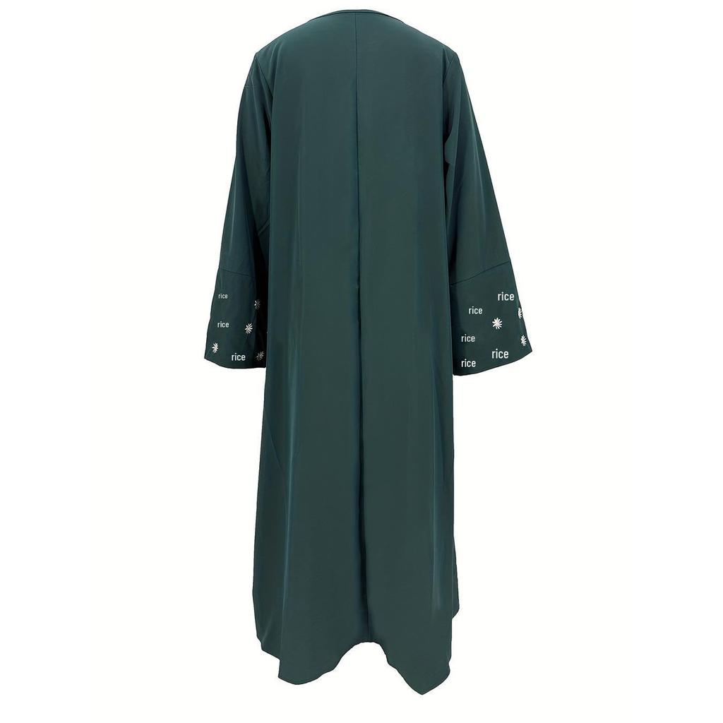 Kardigan Abaya z haftem kwiatowym 2025 - Długie okrycie wierzchnie w stylu Dubajskim