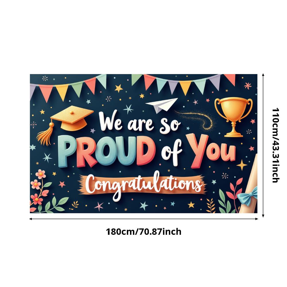 Congrats Banner Decorative Stars Proud Banner Event Decoration Banner Trophy Graphic For Indoor Decoration Student Celebration