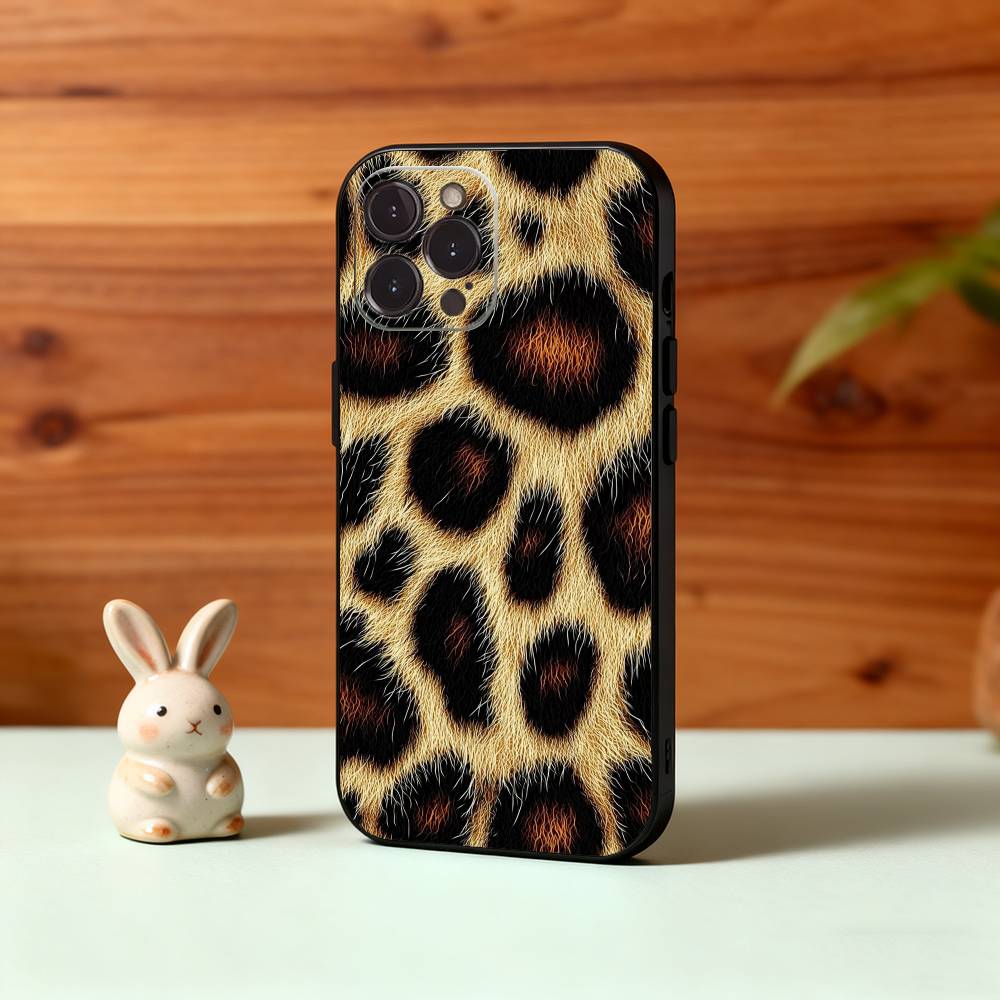 F-Fashion T-Tiger Leopard Print Phone Case For iPhone17,16,15,14,13,12,Plus,Pro Max, 5G Others Soft Black Cover