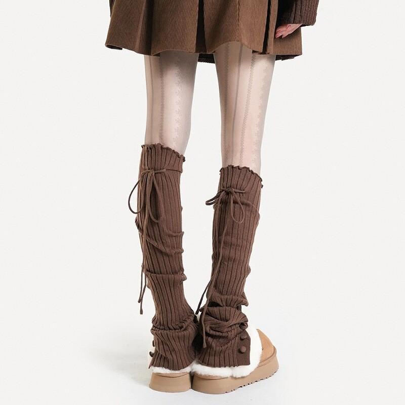 Popular Ballet Yoga Socks Women'S Straps Autumn And Winter Thickened Stack Socks Cover Lace Jk Over The Knee Leg Cover Warm Split Fork