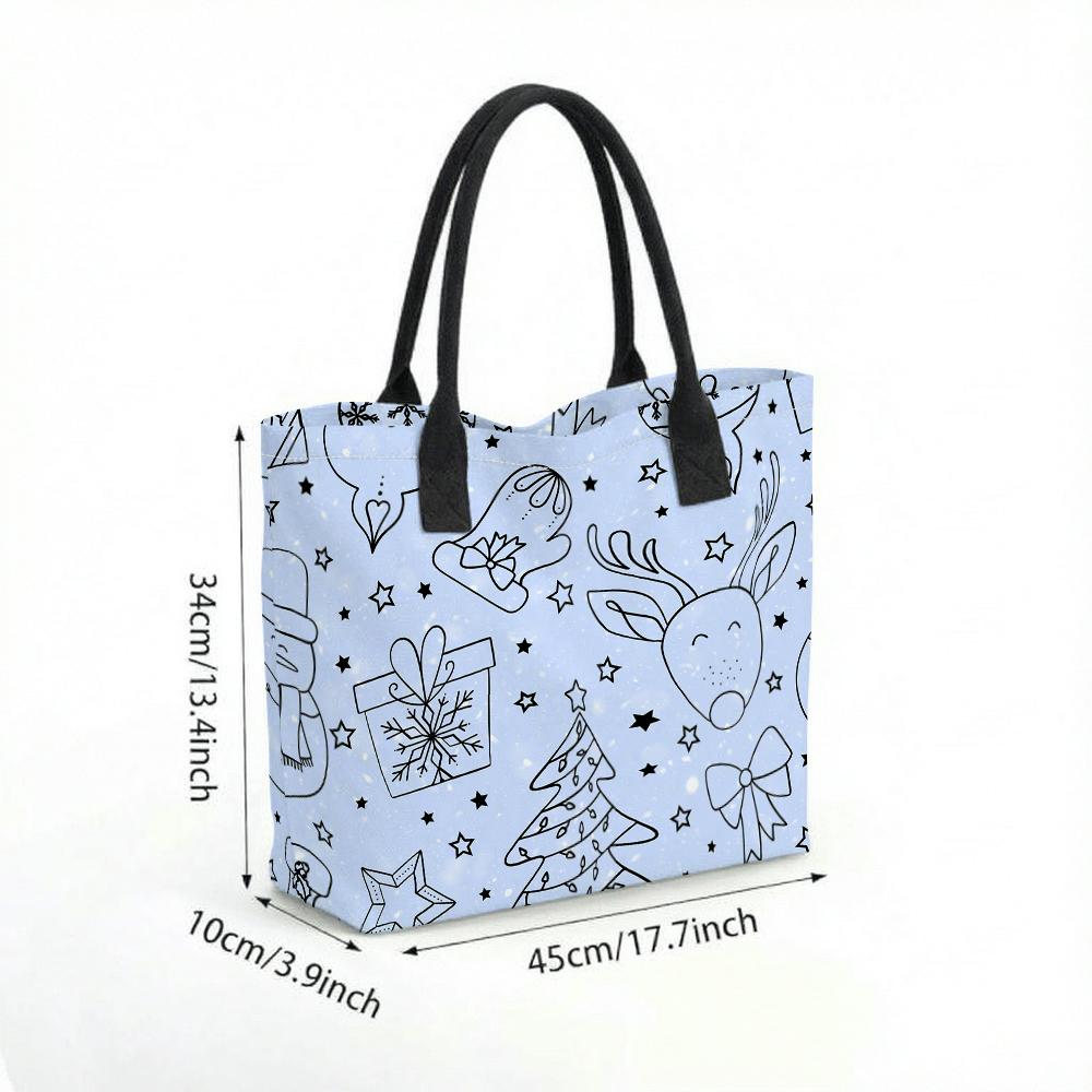  Cute Christmas Tote Bag Casual Winter Handbag for Daily Use