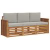 Outdoor Sofa Set 3 Pcs Natural and Light Grey Solid Acacia Wood