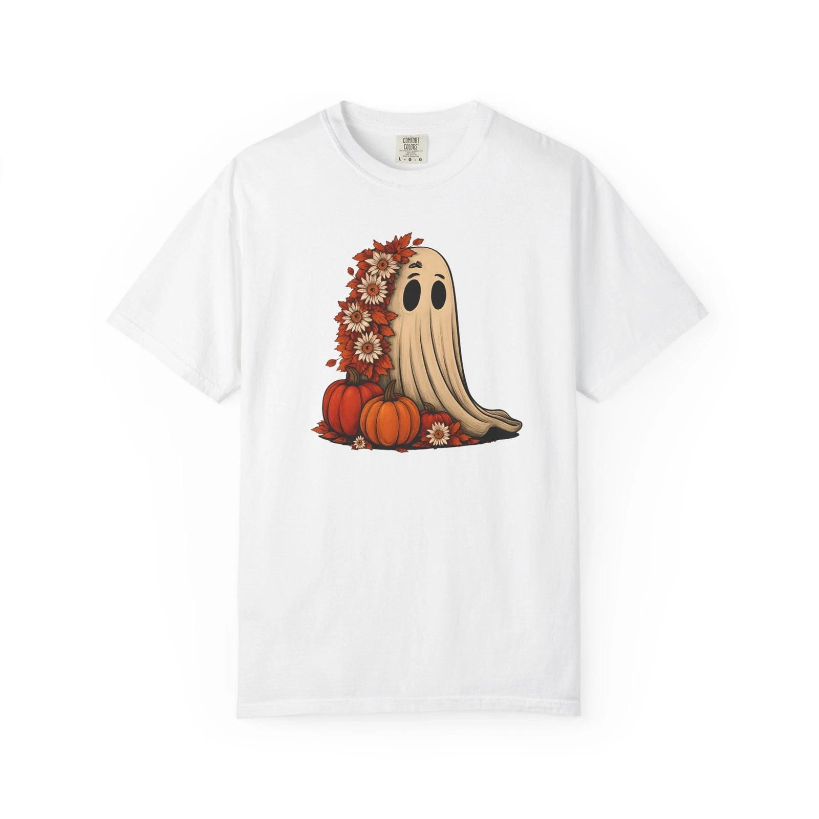 Ghostly Autumn T-shirt, Fall Halloween Shirt, Spooky Season Tee, Haunted Graphic 4XL