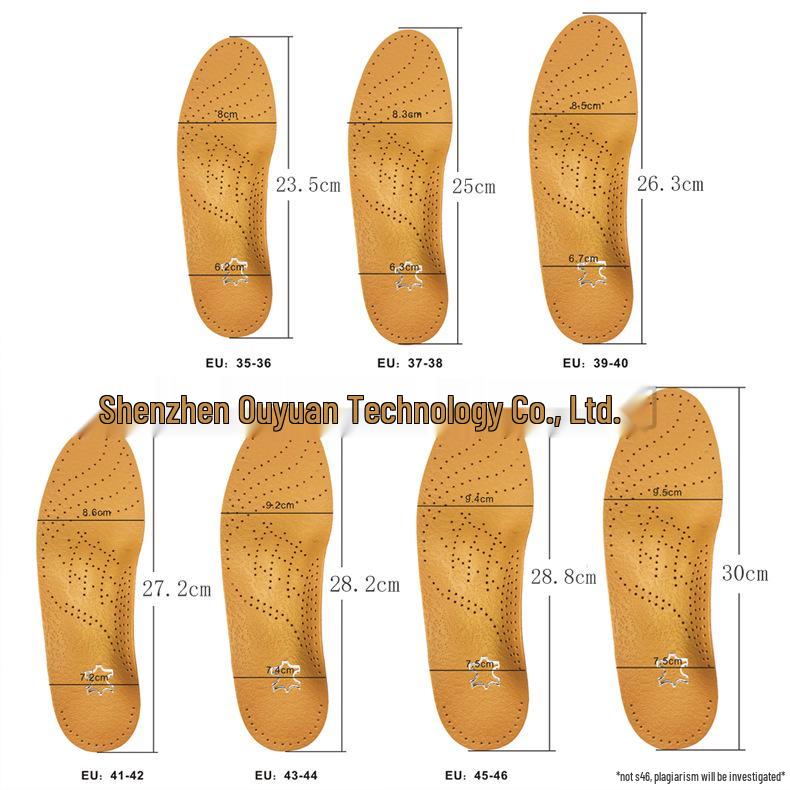 Cowhide Leather Arch Support & Metatarsal Massage Insole for Flat Feet - Unisex Casual Full-Length Pad