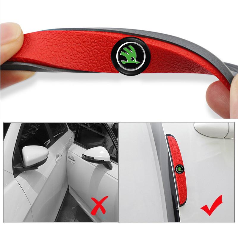 HFB4 4Pcs Rubber Anti Collision Strip Car Door Rearview Mirror Protector Stickers For Skoda Mk3 Yeti Kamiq Kodiaq Karoq Octavia Fabia
