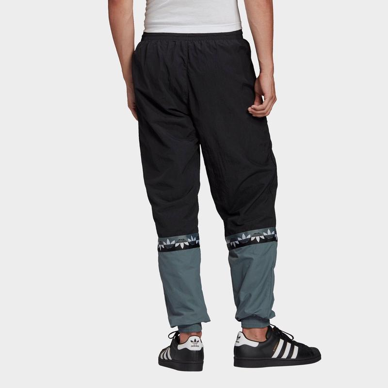 Adidas Originals Trefoil Colorblock Logo Print Joggers Men Bottoms Black GN3434
