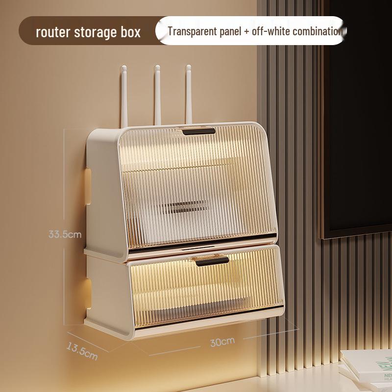 Wall-Mounted Multi-Functional Storage Box for WiFi Router, Power Strip, and Cable Management