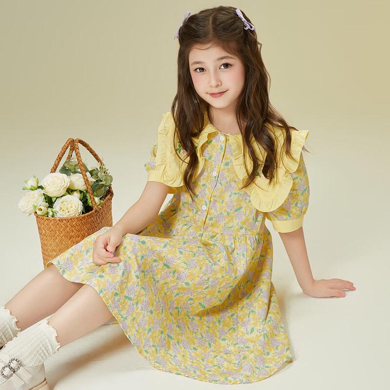 Little Tiger Patty Girls  Summer Floral Puff Sleeve Dress 120