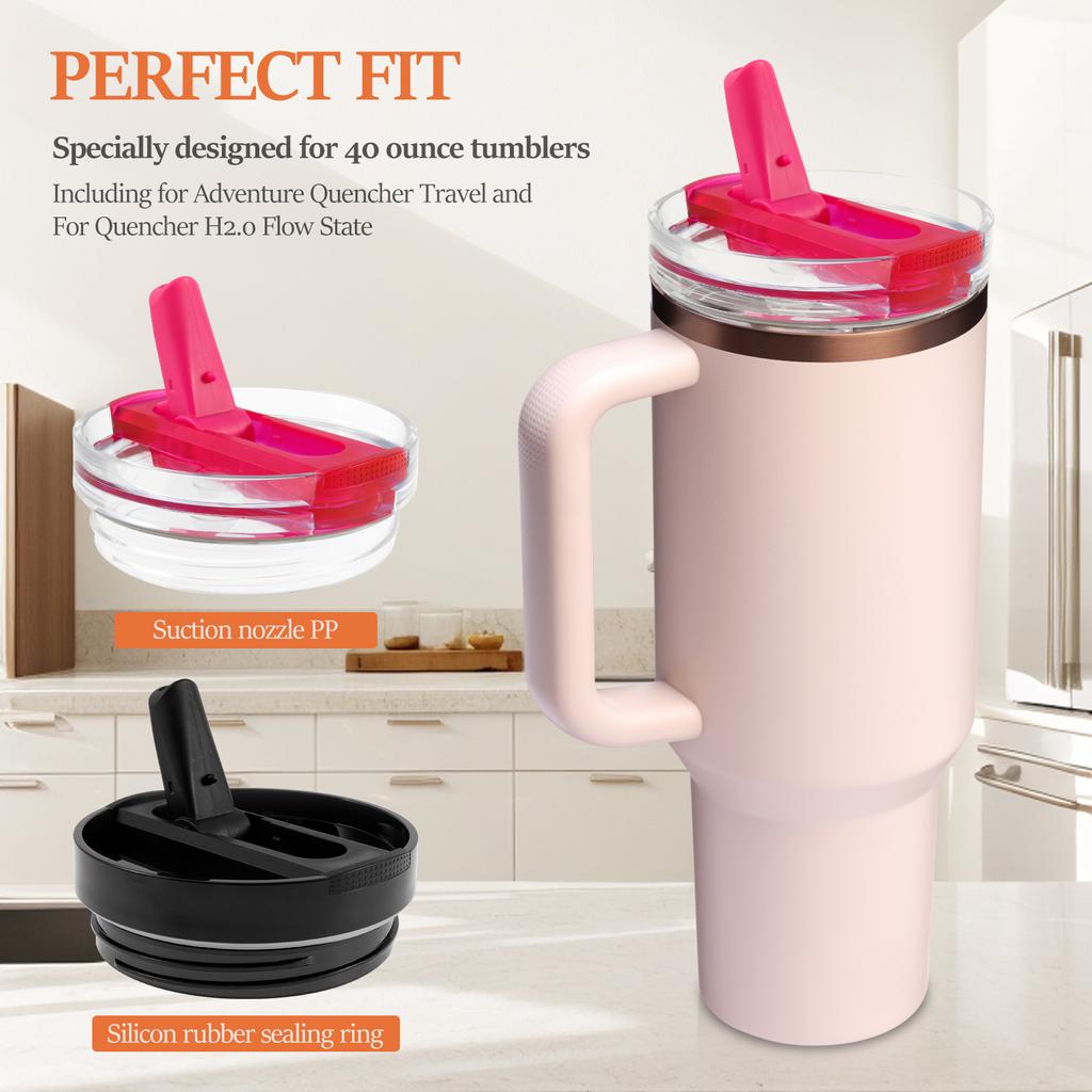 40 Oz Tumbler Lid With Flip Straw Replacement Tumbler Cover Leakproof Cup Lid Removable Cup Flip Straw Lids Drinking Cup Lid