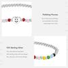 MODIAN 925 Sterling Silver Colorful Heart Love Smile Basic Beads Bracelet Adjustable Elastic Bracelets For Women Jewelry Gift