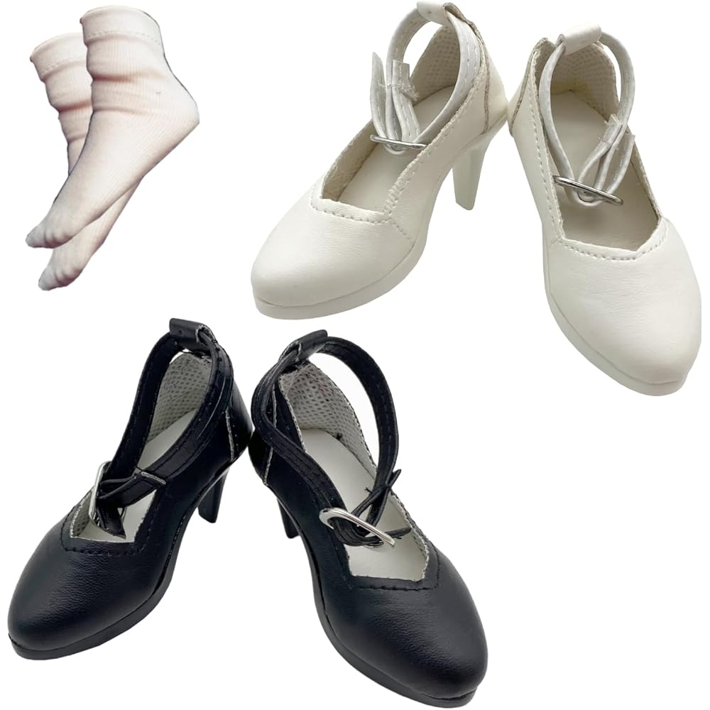 OLYOLY Doll Shoes Set 1/3 Scale High Heel Pumps Cute Miniature Outfit with Socks