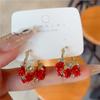 Vintage Red Rose Flower Hoop Earrings For Women Exquisite Elegant Zircon Circle Earrings Jewelry Wedding Party Premium Gifts