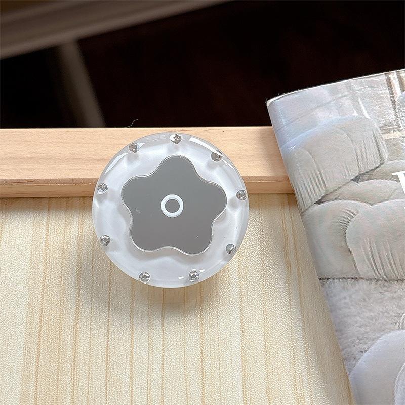 

Solid Color Round Ring Flower Mirror Mobile Phone Airbag Holder Paste Retractable Desktop Female Gift