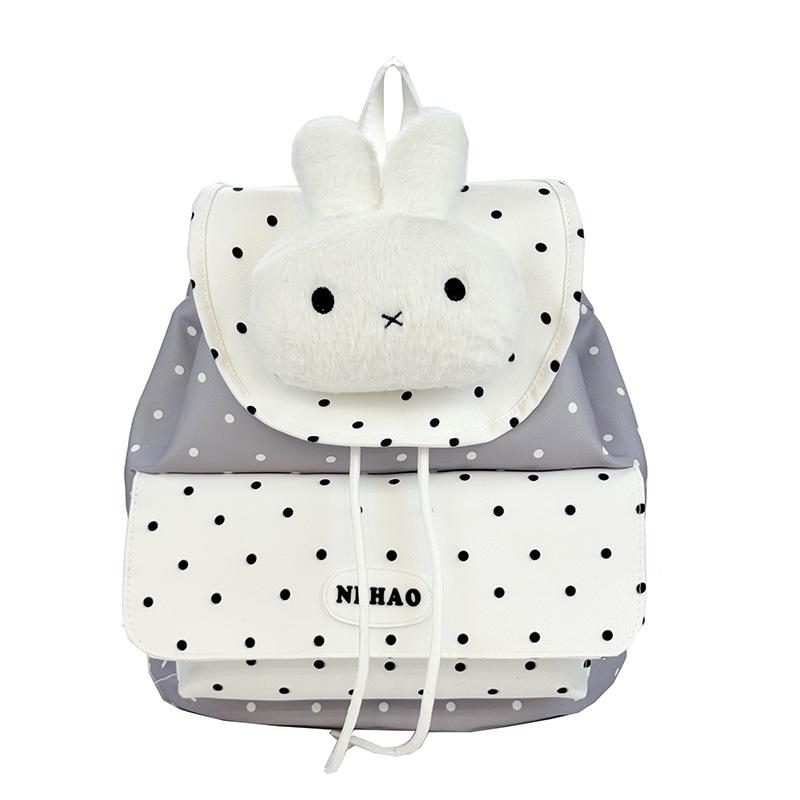 Schoolbag New Cute Polka Dot Rabbit Backpack Women's Large Capacity Student Party School Bag Leisure Commuter Light Sweet Backpack