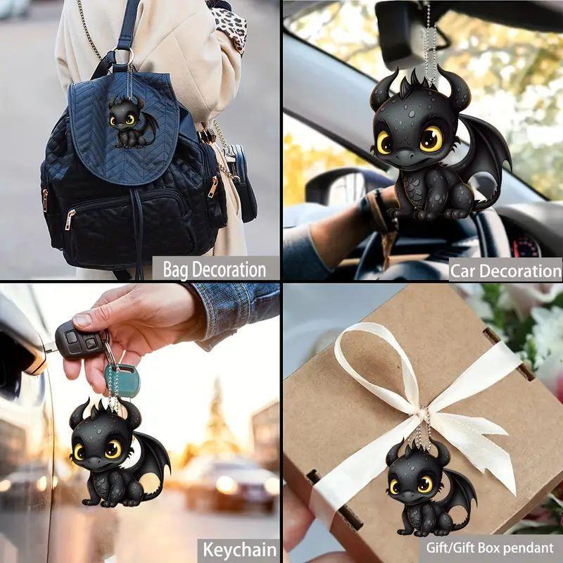 Black Dragon Enchanting Acrylic Hanging Decor Trendy Cartoon Style For Car Interiors