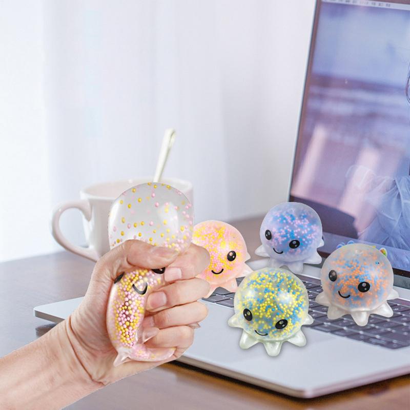 1pcs New Children And Adults Stress Relief Fidget Toy With Octopus Squeeze Ball Antistress Bubble Glowing Light Squid Vent Ball