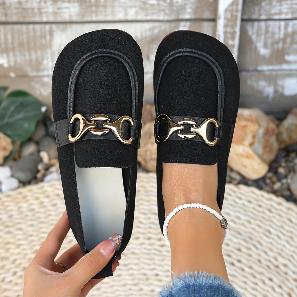 Women Flats Spring Fashion Flat Shoes Women High Quality Metal Slip on Loafers Ladies Flats Big Size Comfortable Sneakers Women