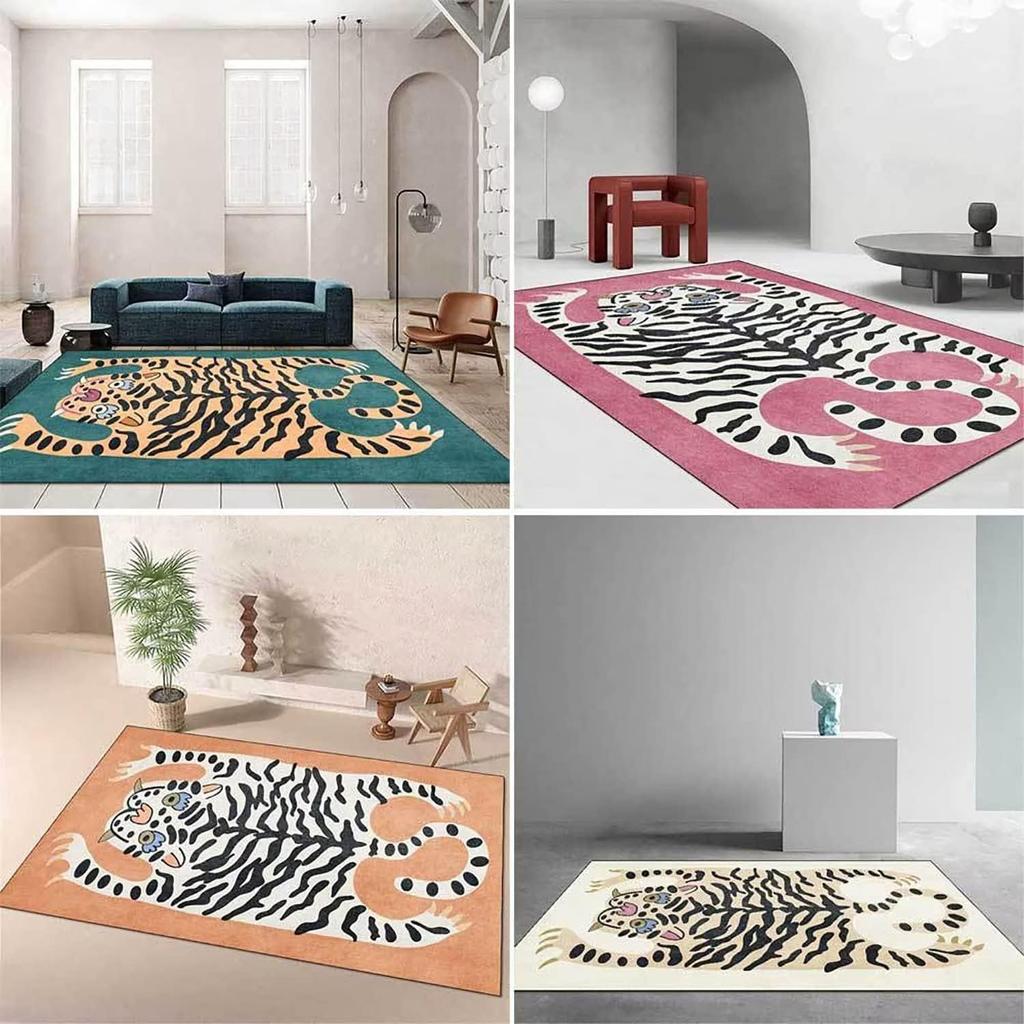 Cartoon Cute Tiger Carpet Living Room Bedroom Retro Stylish Cushion Home Decor Children's Room Non-Slip Abstract Carpet