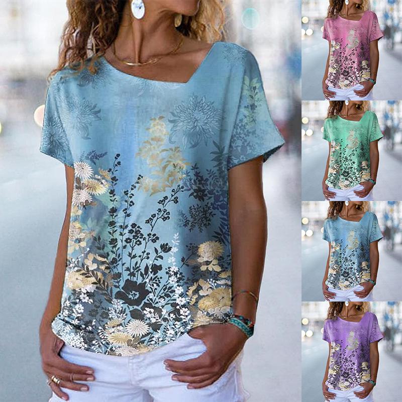 

Элегантный пуловер летняя повседневная модная футболка с новым дизайном принт футболка женская сексуальная топ с V-образным вырезом женский винтажный короткий рукав