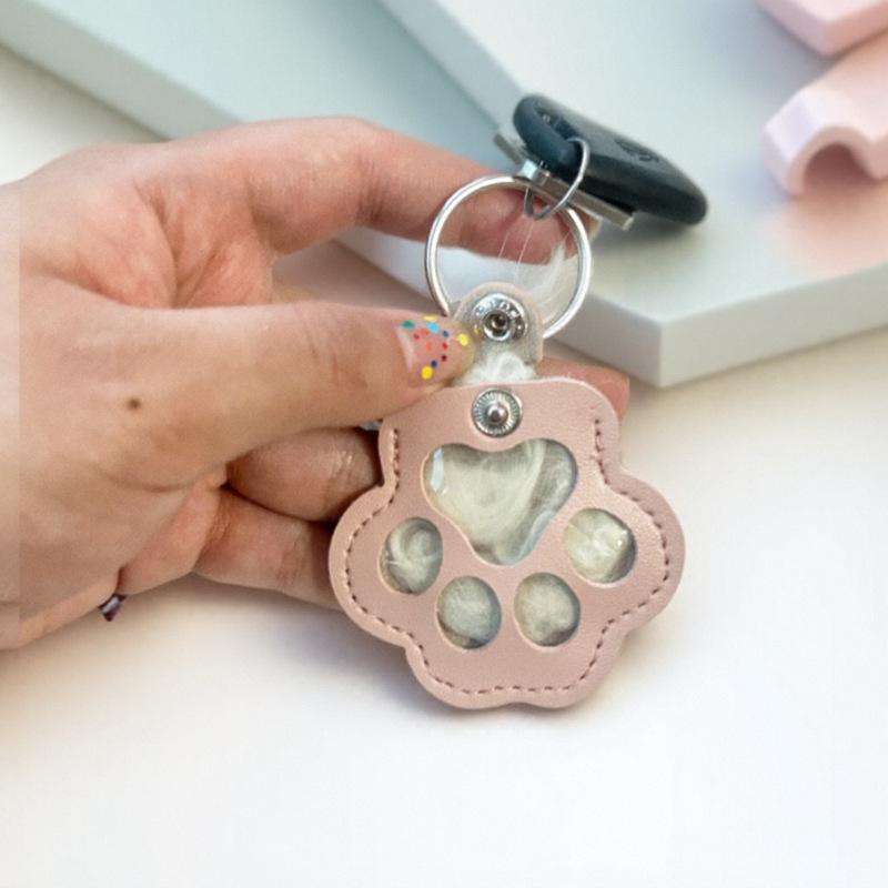 Pet Hair Keepsake Keychain: Creative Dog Paw Photo & Hair Storage Souvenir