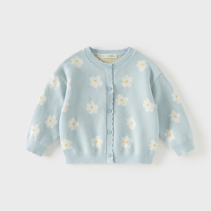 David Bella Kidsren s Anti-Static Sweater Girls  2026 New Pure Cotton Knitwear Baby Spring Cardigan Jacket Blue [Ready Stock] 73
