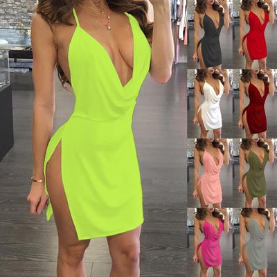 Ladies Sexy Skirt Party Mini Hot Girl Solid Color Fashion Dress