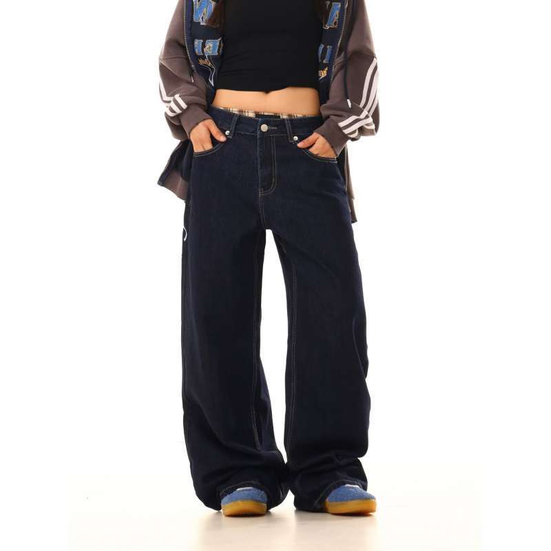 Мужские прямые джинсы JYL Американский винтаж Вышитые Зимние Cleanfit Широкие Джинсовые XL бездна