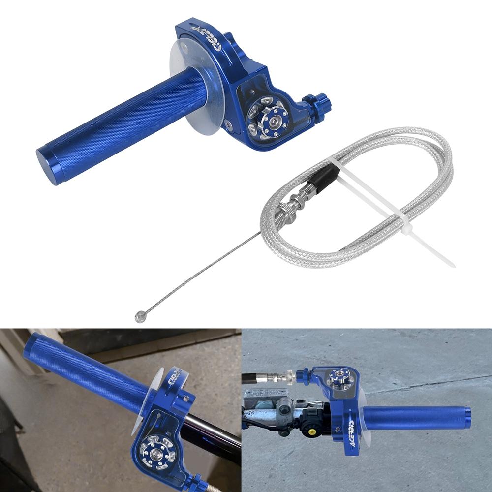 7/8" 22mm Aluminum Throttle Grip Twist Quick Action Gas Throttle Settle With Cable For Motorcycle Dirt Pit Bike 50cc 110cc 125cc