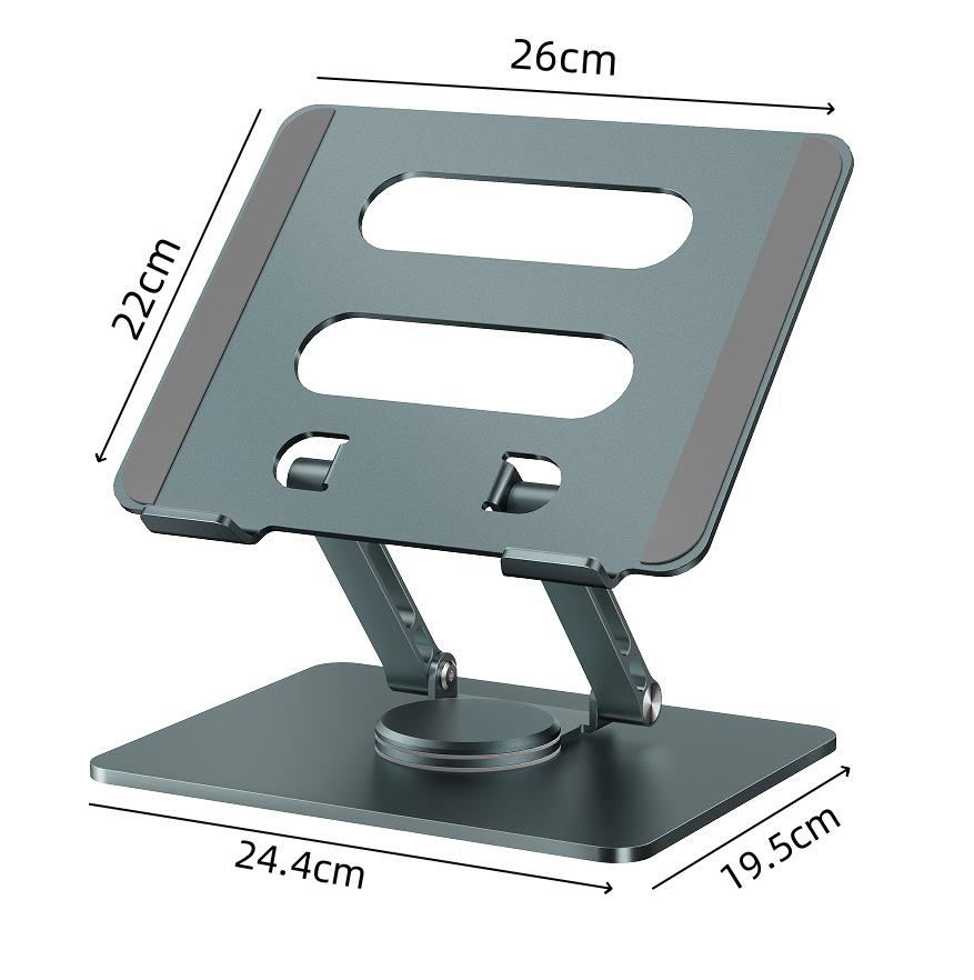 Adjustable Aluminum Alloy Laptop Stand with Cooling Riser and Rotating Feature
