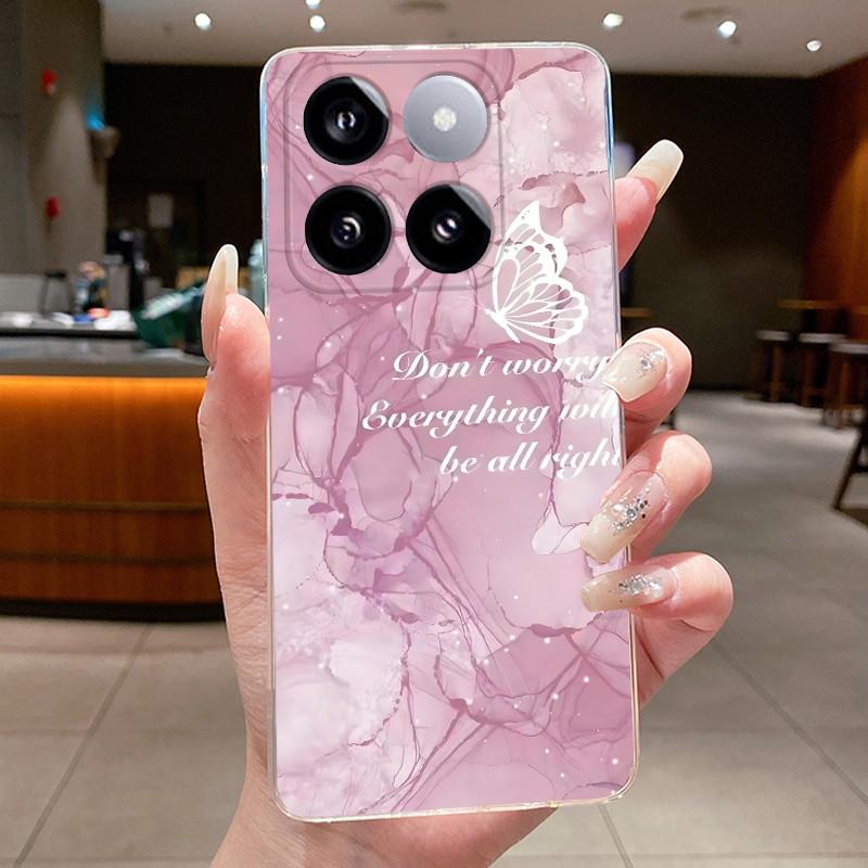 For Xiaomi 14T / Xiaomi 14T Pro Case Clear Luxury Fashion Butterfly Flower Soft TPU Silicone Casing Cover Transparent Phone Case