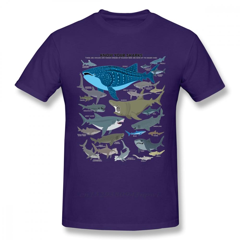 Marine Organisms Sharks T Shirt For Man Vintage Style Short Sleeve Organic Cotton Big Size Camiseta Tee Shirt