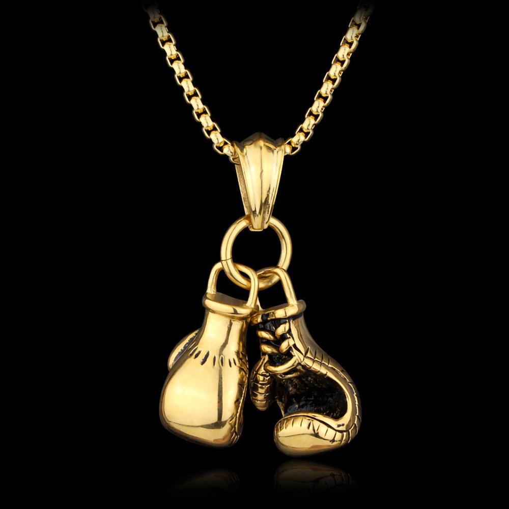 2025 Trendy European & American Fitness Boxing Glove Necklace - Punk Style Pendant Accessory